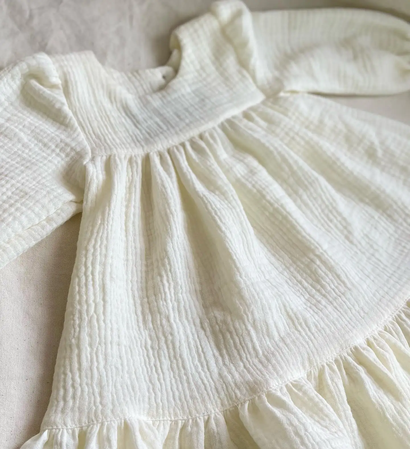 فستان من الكتان الأبيض للفتيات ، ملابس قطنية ، الربيع