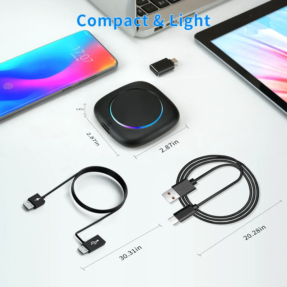 NEW Mini Carplay Wired To Wireless Auto Netflix YouTube Android Ai Box