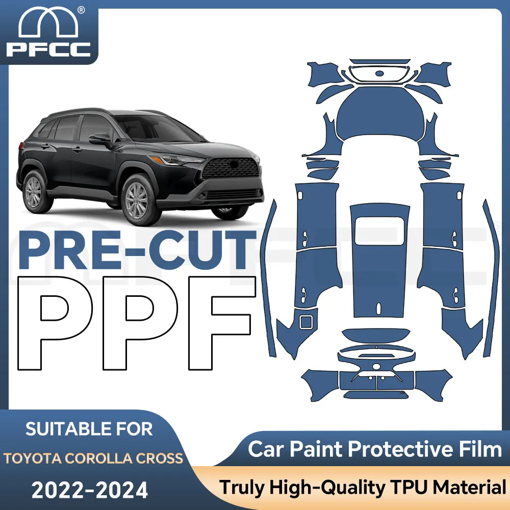 

Автомобильные аксессуары для Toyota Corolla Cross LE | XLE 2022-2024 Высококачественная самовосстанавливающаяся прозрачная предварительно вырезанная автомобильная краска PPF