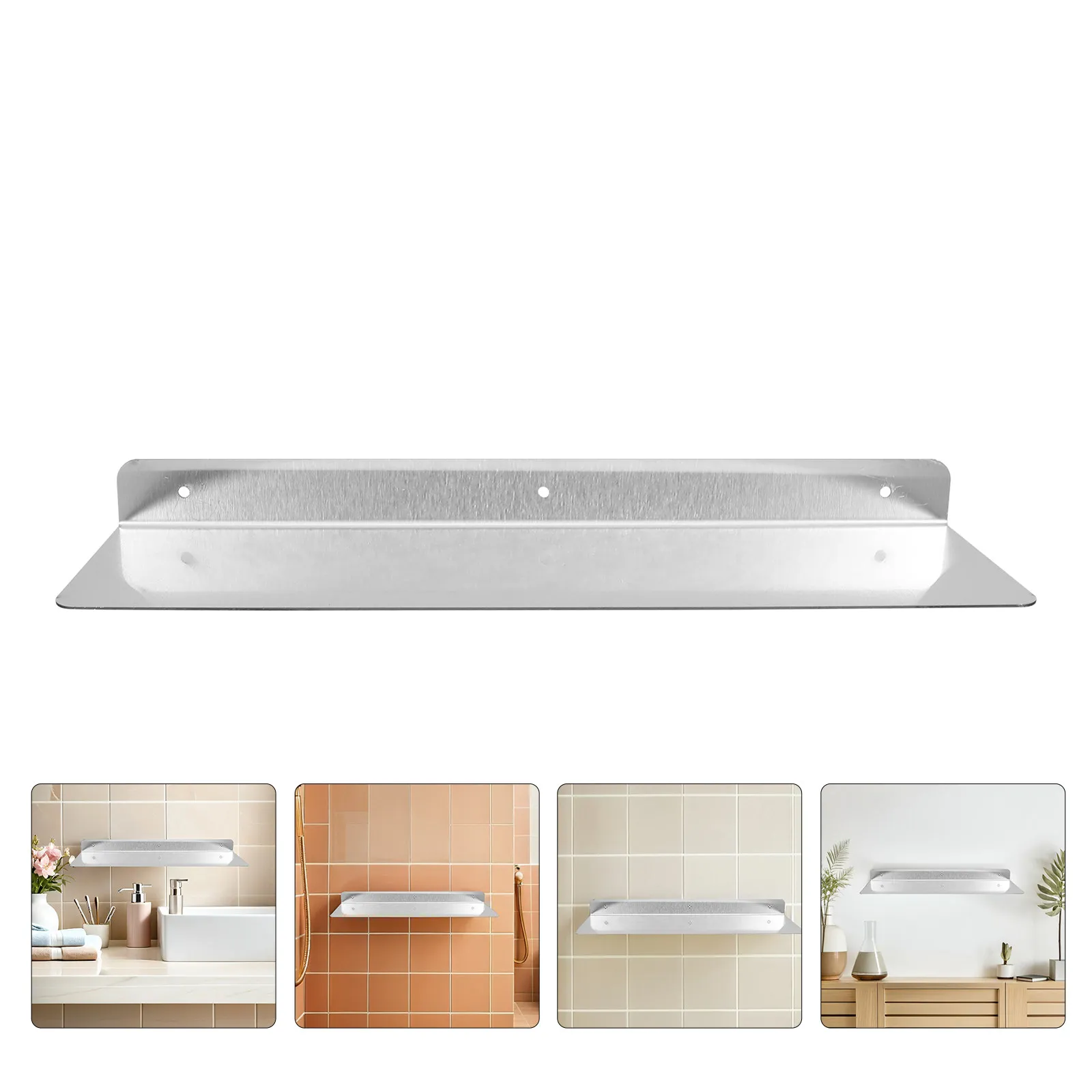 Wall Mount Stainless Steel Shelf Holder Organizer Floating Mounted Kitchen Bathroom Storage Spice Space Saving