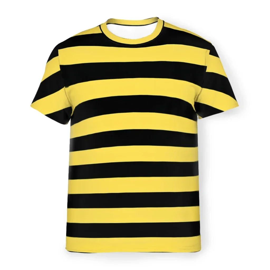 Fashion Color Men's T-Shirt Bee Stripes Black And Yellow Stripes Personalize Men's Thin T-Shirt Hipster Tops Women Tee