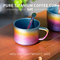 TiTo pure titanium double-layer small coffee cup ice flower colorful titanium  sportablemall water cup  mouth cup outdoor home