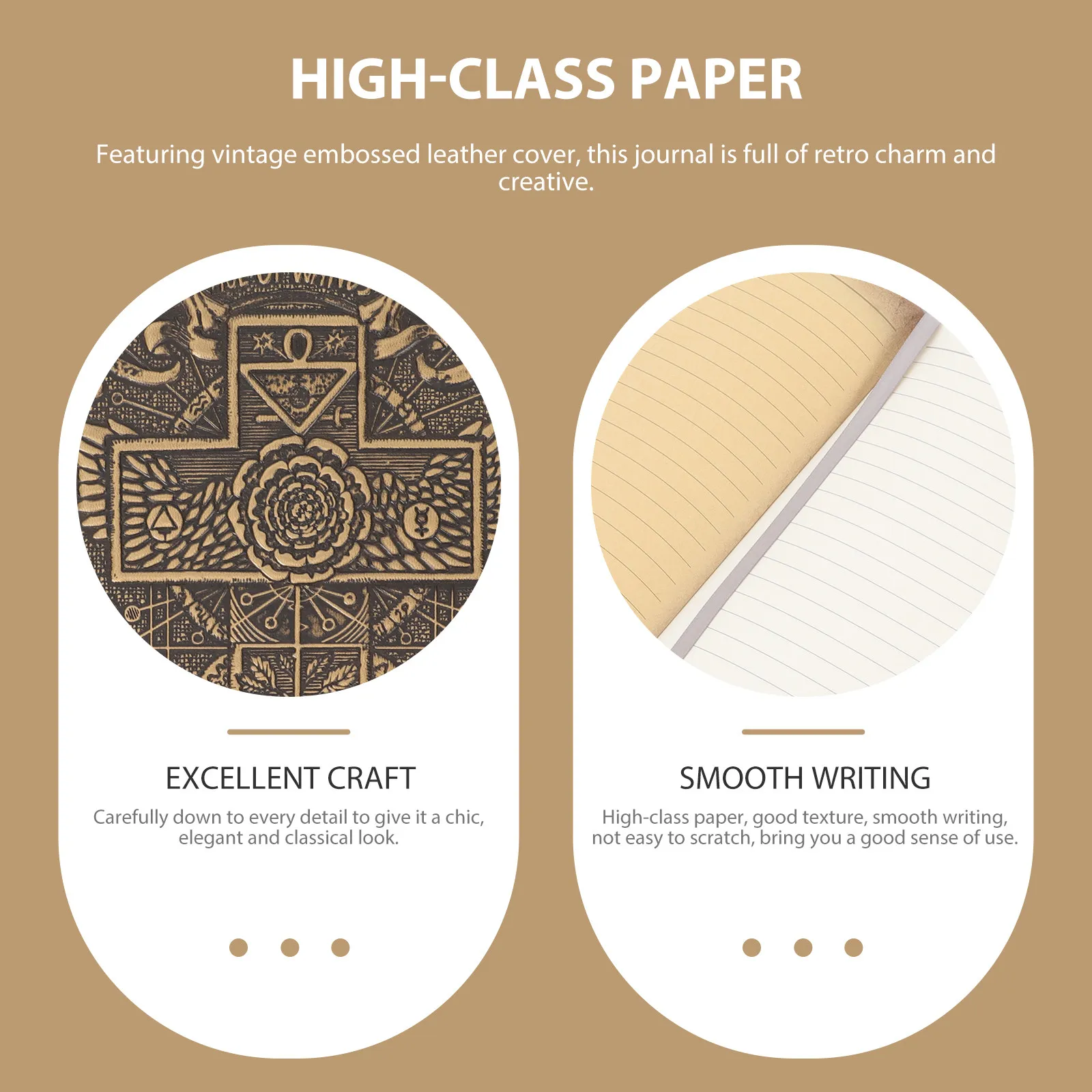 Retro Vintage Embossed PU Journal Compact Blank Diary Sketchbook Travel Notepad for Men Women Drawing Writing