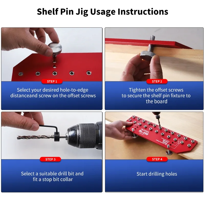 Shelf Pin Jig Set Aluminium Alloy 11-Holes Shelf Pin Drill Guide for Cabinet Shelf Installation Tools with Storage Bag