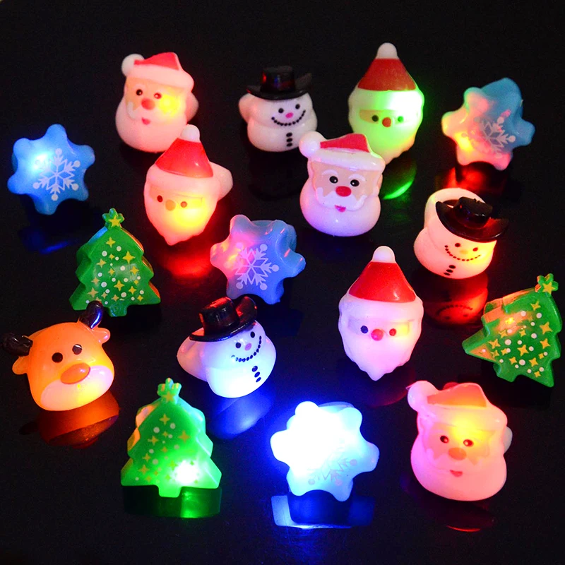 

Christmas LED Light Ring Glowing Santa Claus Snowflake Rings Ornaments Kids Gifts New Year Party Decorations Props 2024 Navidad