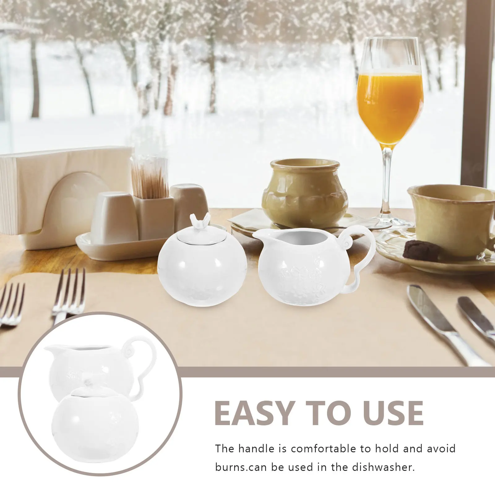 

1Set Ceramic Milk Kettle Set Vintage Design Household Milk Cup with Handle for Tea Gathering Delicate Sugar Container Portable