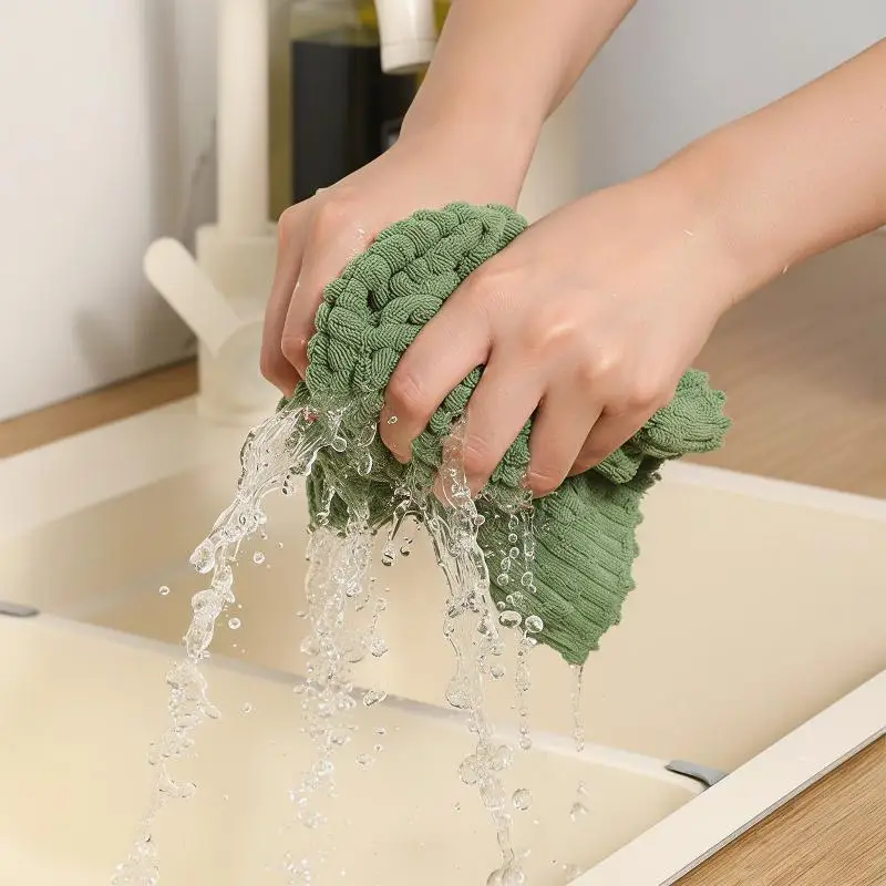 10 Pcs Kitchen Cleaning Dish Cloths Non-Stick Oil Highly Absorbent Reusable Towels for Dishwashing Home Daily Use