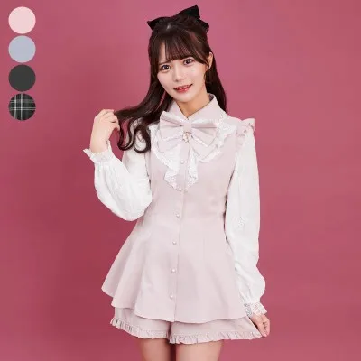 Imagem -02 - Suit Sc-lolita para Mulheres Laço Slim-fit Camisa de Renda e Shorts Senhora e Meninas Conjuntos de Duas Peças Roupas Femininas Estilo Japonês de Mina