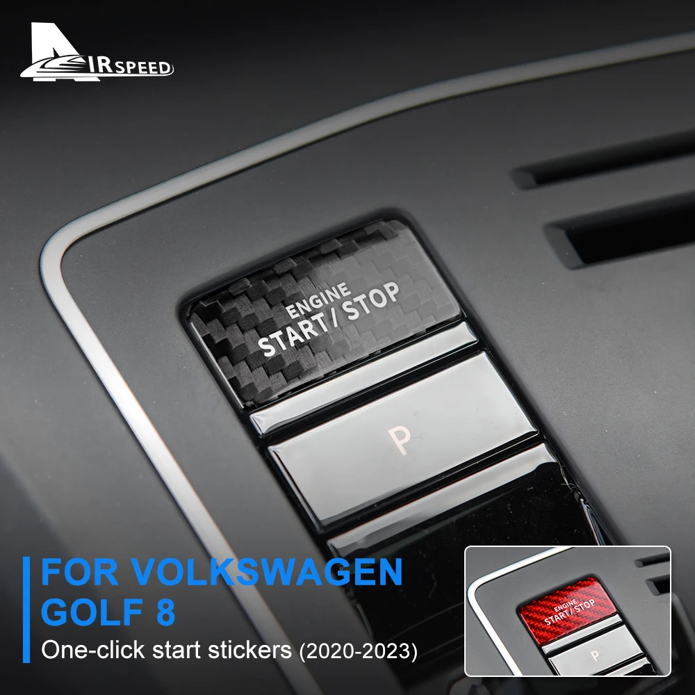 Echte Harde Koolstofvezel Hoes Voor Volkswagen Golf 8 2020 2021 2022 2023 Auto Motor Start Knop Sticker Interieurbekleding