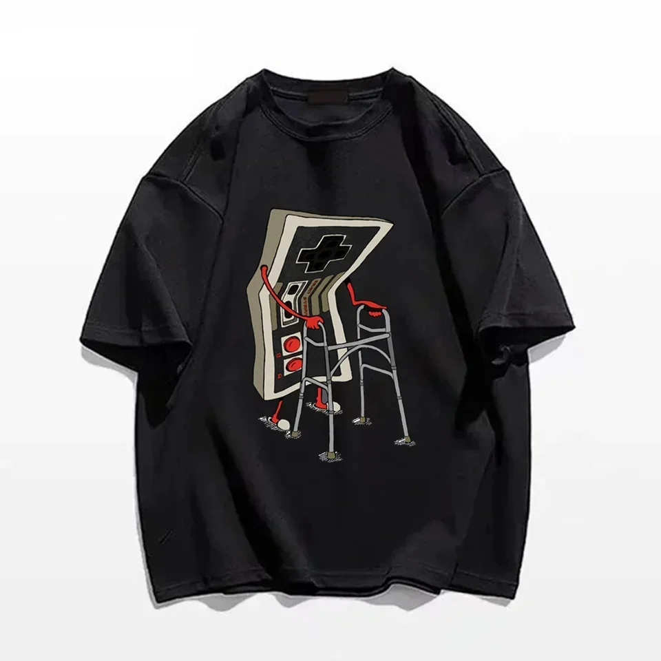 

Old School Video Game T Shirt Arcade 80s Retro Designer Graphic T-Shirts Streetwear 1Cotton Vintage Tees Oversize Streetwear