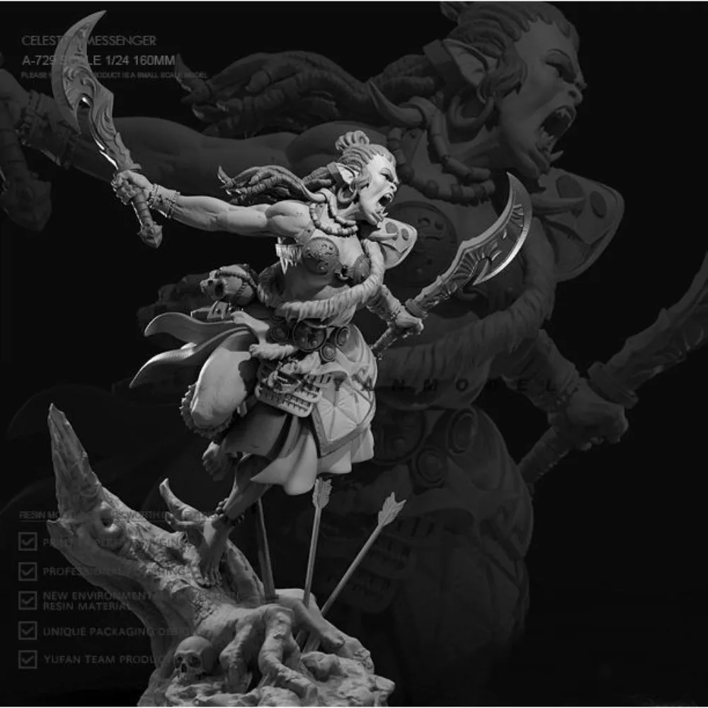 1/24 Raider Orc Female Warrior Resin Figurine 3D Printed Self-assembly DIY Coloring Miniatures Withe Models Figurines Gifts