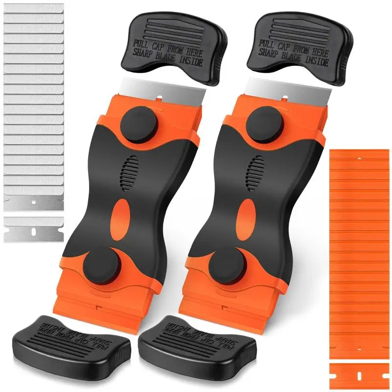21Pcs/Set Plastic & Metal Razor Blade Scraper Window Glass Cleaner Film & Adhesive Remover Tool For Car & Home