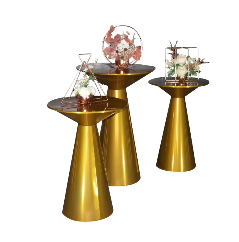 

wedding props cone table three-piece wedding creative dessert table ornaments cake stand golden flower stand