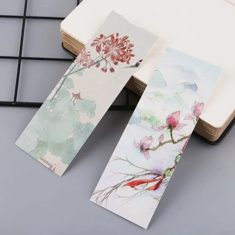 2024 New 30pcs for Creative Chinese Paper Bookmarks Painting Cards Retro Beautiful