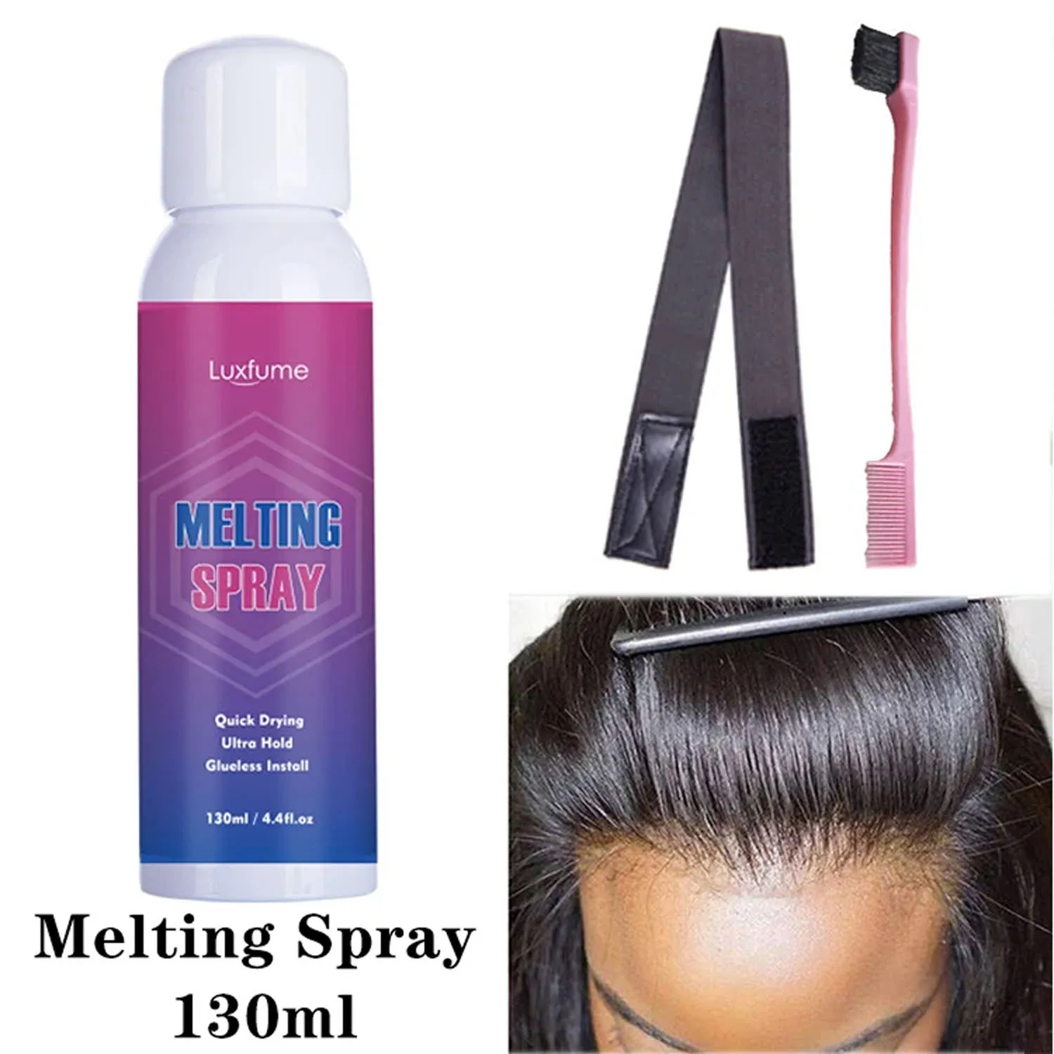 

Melting Spray for lace wigs Holding Quick Drying Long Lasting Invisible Strong Natural Hold with edge control For lace Wig Spray