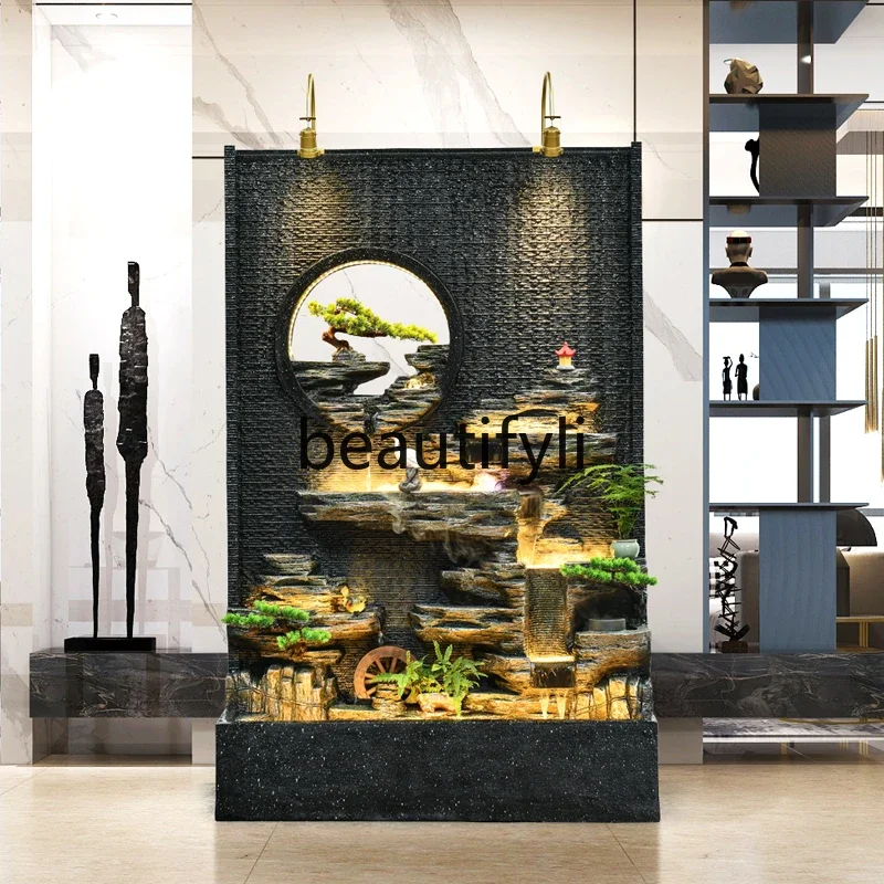 

Living room water curtain wall rockery flowing fountain creativity, water feature company opening decoration ornament07