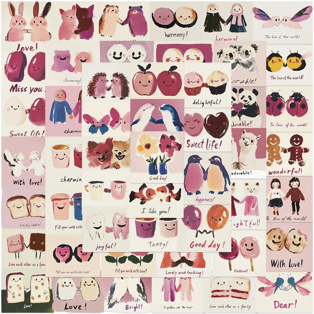 10/50PCS Adesivos Fofos Pintados à Mão para o Dia dos Namorados, Decoração Criativa de Graffiti DIY para Capas de Celular, Cadernos, Copos de Água e Brinquedos