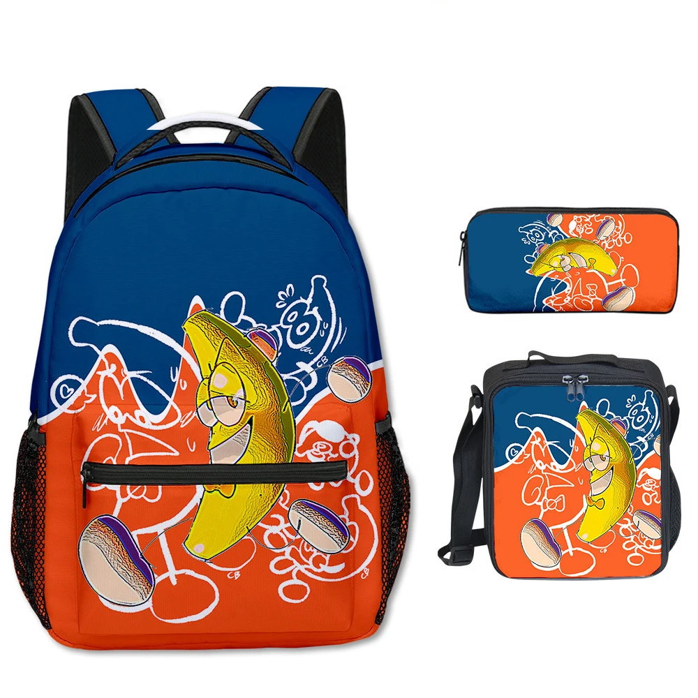 Youthful shovelware Brain Game 3D Printed 3pcs/Set Student School Bags Laptop Daypack Backpack Crossbody Lunch bag Pencil Case