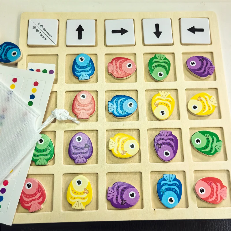 ألعاب مونتيسوري الخشبية للأطفال التفكير المنطقي التدريب الاتجاه اللون الإدراك التعليمية معركة معركة مجلس لعبة الهدايا