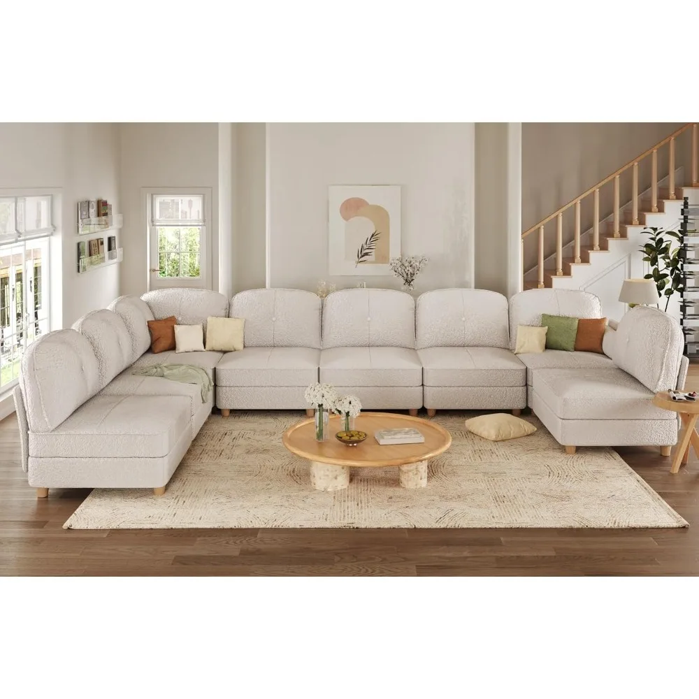 Segmented L-shaped modular sofa with storage, corner cloud sofa with chaise longue, 141