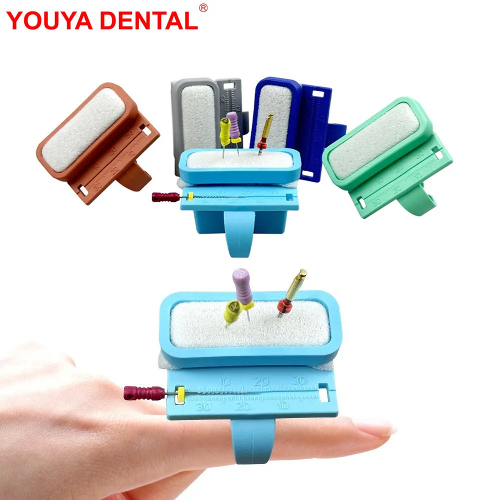 

Dental Endo Hand File Holder Finger Ruler With Cleaning Sponge & Measuring Root Canal Endodontic Ring Files Holder Dentist Tools