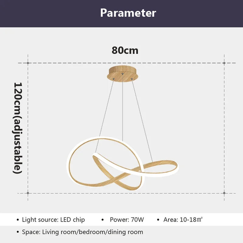 Nordic LED-hanglamp Houtnerfringen Hangende aluminium lijn Op afstand dimmen Verlichting voor hoofdslaapkamer Woonkamerlicht