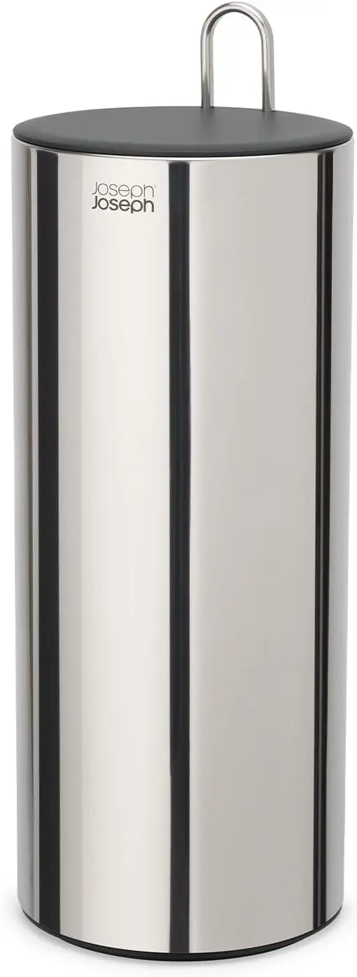 

Stainless Steel Toilet Paper Holder Stand with Lid, Holds up to 3 Rolls, Concealed Storage for Bathroom Organization