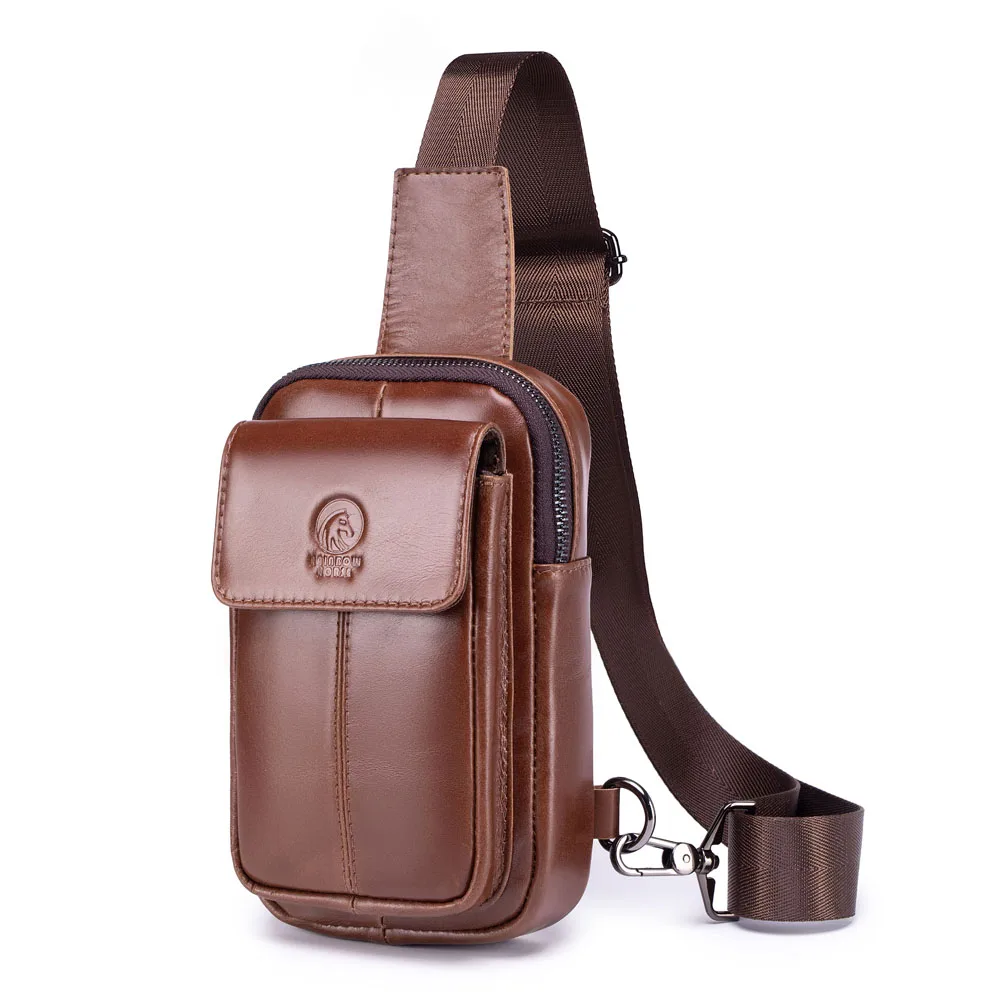 Rainbow Horse 2026, Nueva Bolsa de Pecho Pequeña para Hombre, Bandolera Casual de Cuero Crazy Horse, Suministro Directo de Fábrica