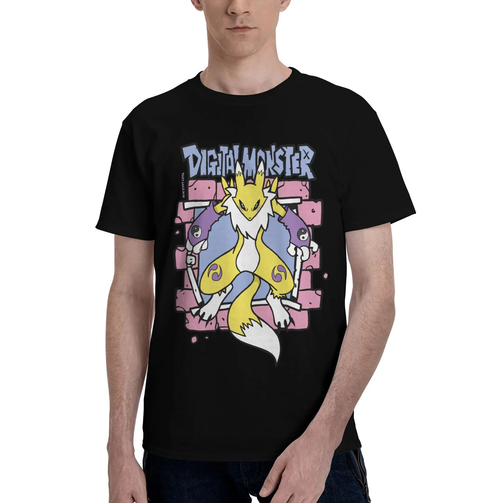 

Custom Digimones Adventure Anime T Shirt Men Short Sleeved Tamers T-shirt Graphic Tee Tops 100% Cotton Regular Fit Tshirt Gift
