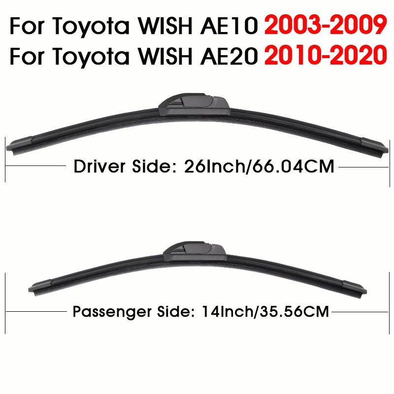

For Toyota WISH AE10 AE20 2003-2020 Car Wiper Blade Front Wipers Windscreen Fit U Hook Arm Auto Accessories KAWOO Wiper Blades