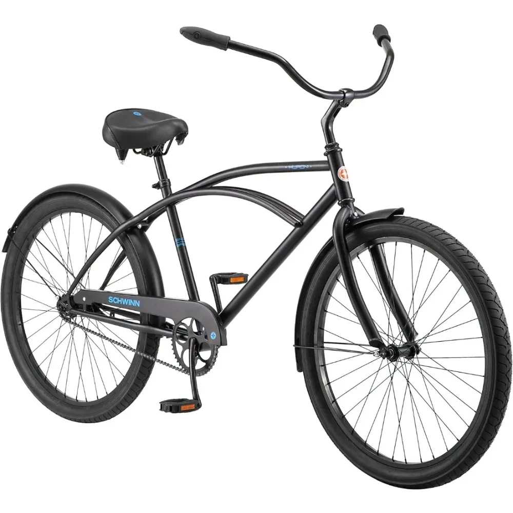 

Huron Adult Beach Cruiser Bike, 17-18-Inch Steel Frame, Wide Wheels for Stability, Rear Coaster Brakes, Multiple Speed Options