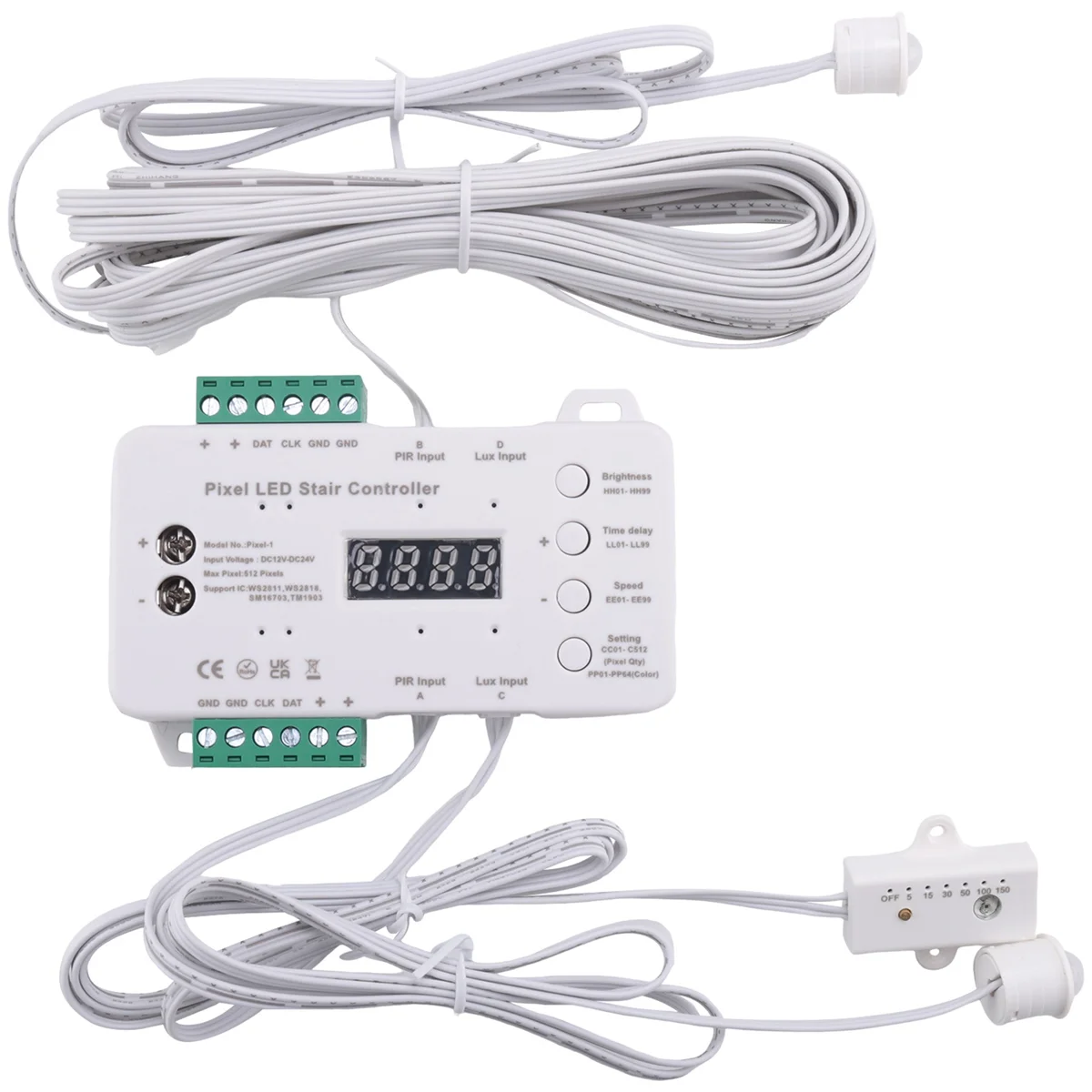 A53TT Motion Sensor LED Treppen Pixel Lichter Controller RGB LED Controller mit Tageslicht Sensor Treppen Beleuchtung Controller