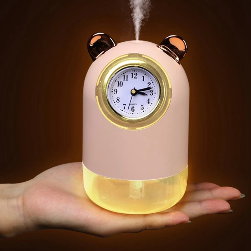 New Double Spray Cute Pet USB Mini Clock Humidifier Home Bedroom Mute Small Large Capacity