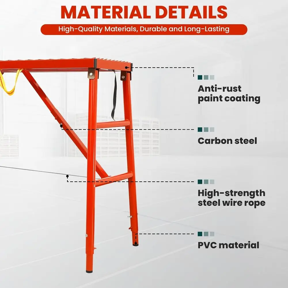 Adjustable Work Platform Ladder, 1000 LBS Heavy Duty Folding Scaffold for Stairs, Professional Painting & Construction, Tool-Fre