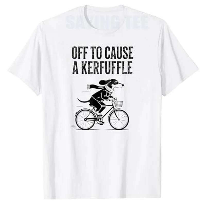 

Футболка с надписью «Off To Cause A Kerfuffle» («Наезд на кого-то») с изображением таксы, в стиле Y2K, с юмором, с эстетикой велосипедного стиля, с изображением очаровательной собаки, оригинальный подарок