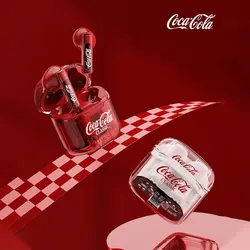 Coca-Cola wspólny zestaw słuchawkowy Bluetooth bezprzewodowy sportowy męski i damski moda z redukcją szumów półwuszny na prezent dla przyjaciół