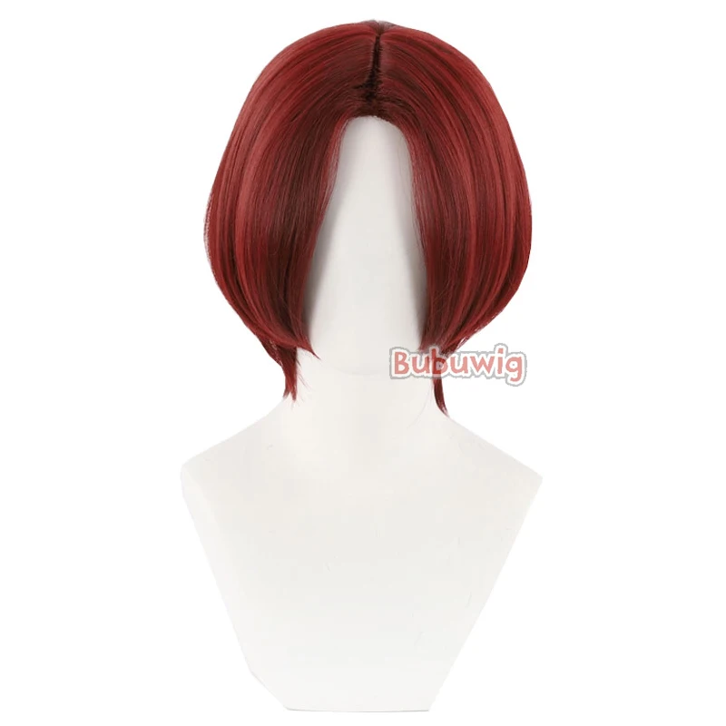 Bubuwig pelo sintético Juraj Jánošík pelucas de Cosplay Persona 5: The Phantom X Juraj Jánošík 35cm peluca corta roja Cos resistente al calor