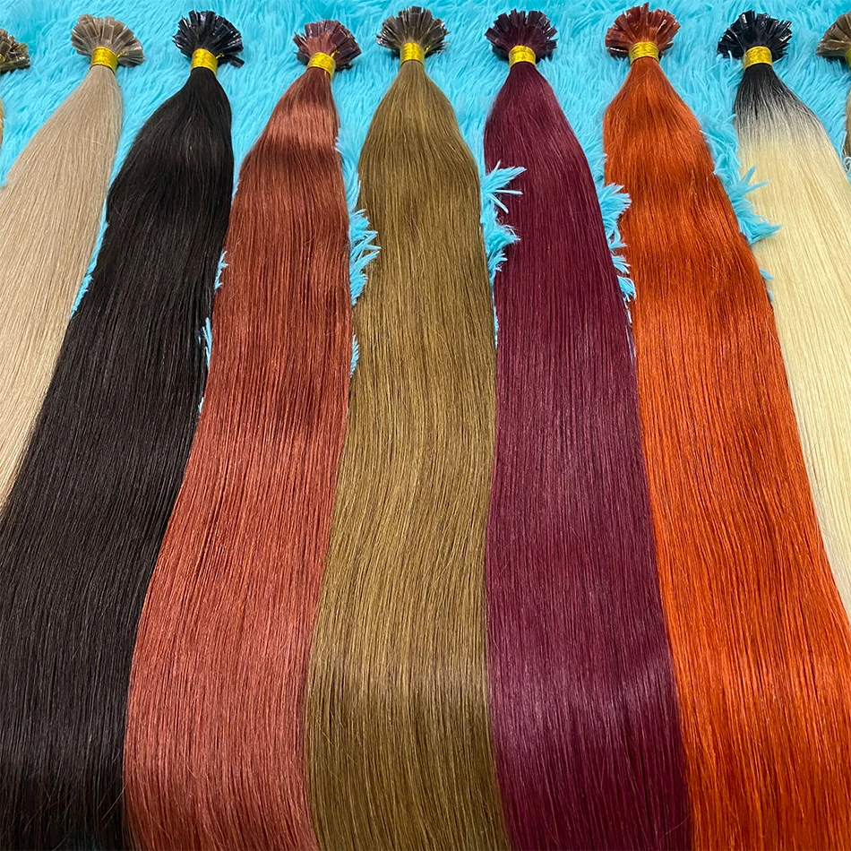 K Tip Hair Extensions Keratin Human Hair 14A Fusion Hair Extension Italy Keratin Glue Machine Remy 12-24inch 30 50G/pack