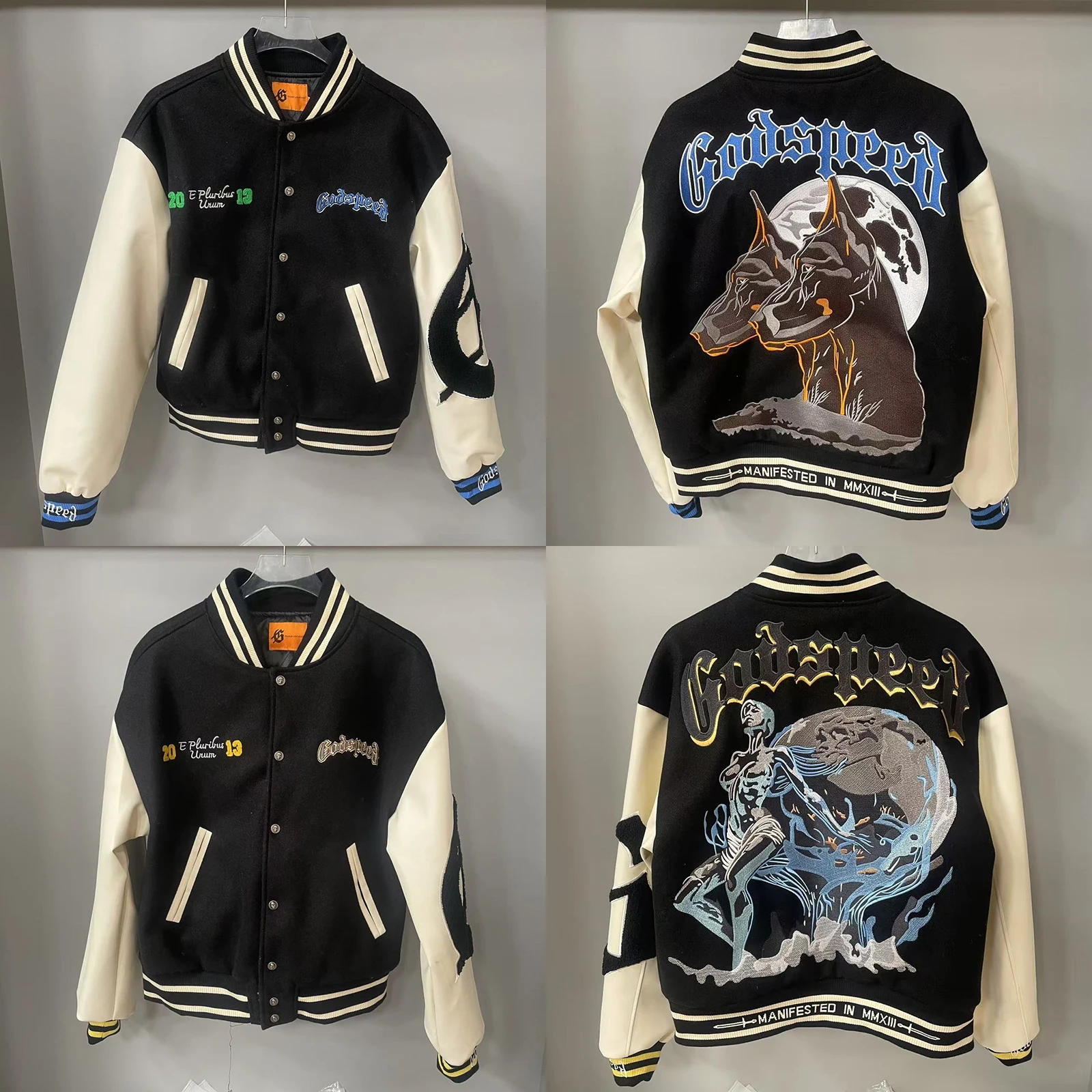 

Хорошее качество Godspeed, бейсбольная куртка в американском стиле, свободная повседневная свободная осенняя мужская куртка в стиле хип-хоп с вышивкой добермана