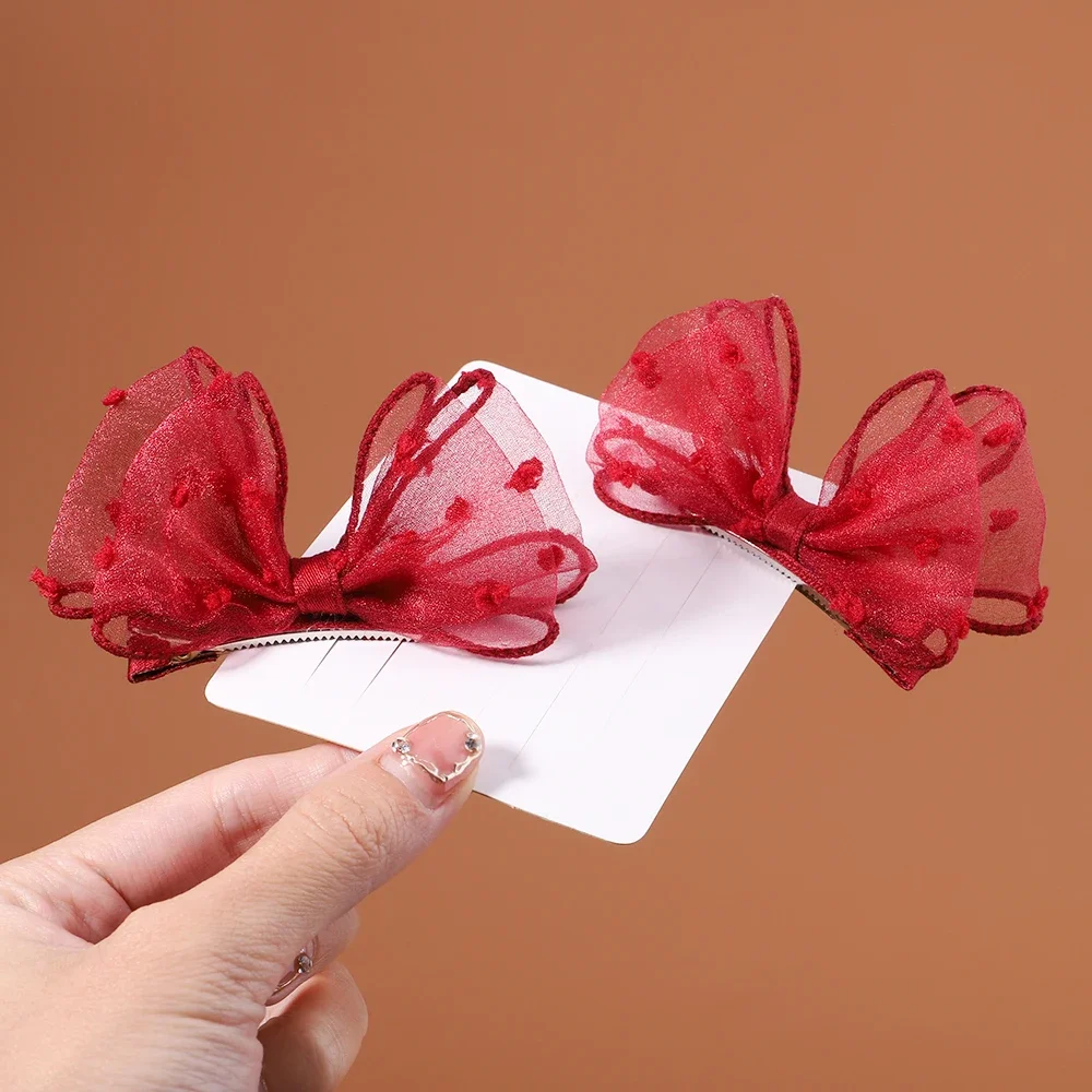 Épingles à cheveux imprimées en mousseline de soie pour bébé et enfant, barrettes mignonnes, bande de sauna, accessoires de mode, 2 pièces