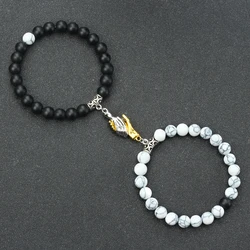 Couple Distance Natural Stone Magnetic Beaded Bracelets women men Fashion Prayer Beads Bracelets lover friendship Jewelry Gifts
