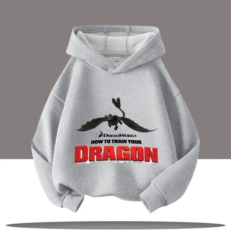 بلوزة كاجوال للفتيات - ملابس خريف وشتاء 2025 إصدار جديد بقلنسوة للأطفال Dragon Tamer مع طباعة كرتونية - ملابس رياضية للأولاد