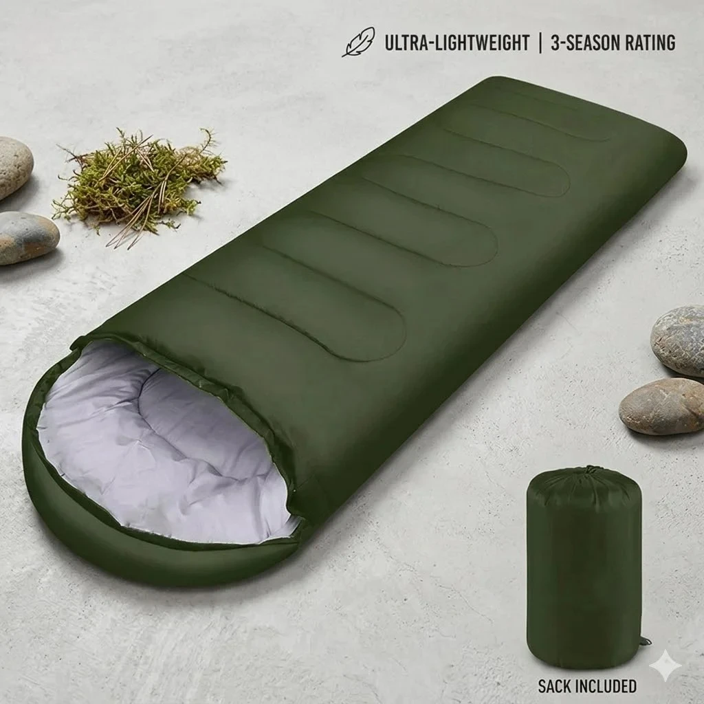 Portable Ultralight Sleeping Bag Waterproof Envelope Design 170T Polyester Hollow Cotton Warm Camping Hiking Backpacking Gear