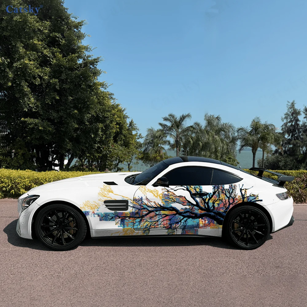 

Colorful Branches Naturally Car Vinyl Wraps Decal Self-adhesive PVC Sticker Suitable for Trucks SUV Decor Auto Accessories Gift