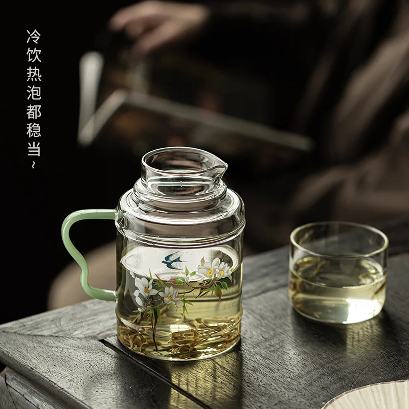 

High Borosilicate Glass Swallow Cold Kettle Cool Teapot Home Office Large Capacity Tea Kettle Juice Pot Storage Water Bottle