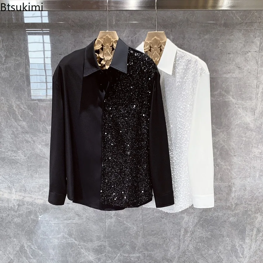 

2025 Men's Korean Style Trendy High-end Design Long Sleeved Shirt Spring and Autumn Versatile Fashion Solid Color Shirt Male