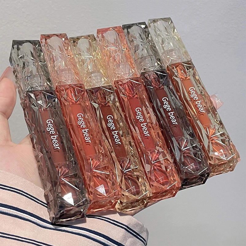 أحمر شفاه Gegebear Crystal شفاف - ملمع شفاه مرآة يدوم طويلاً، سهل التلوين مع تفاصيل مثقاب بيضاء لزعنفة ناعمة #2