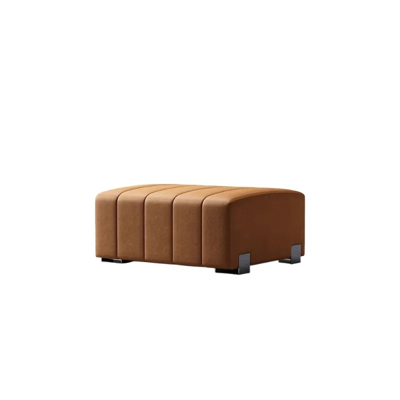 Living room pedal leather single seat sofa guest seat sofa bench rectangular Italian light luxury