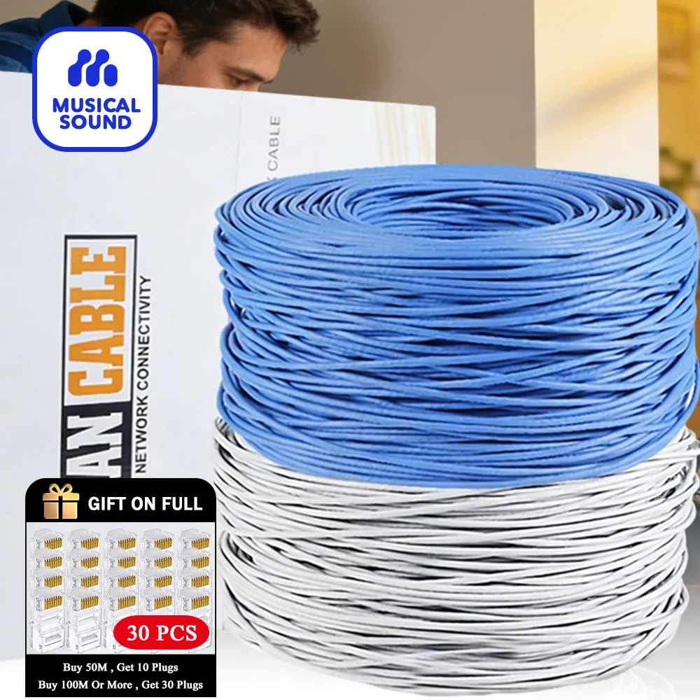 CAT6 Ethernet Cable Solid Bare Copper Wire Engineering High-speed Ethernet Network Cable