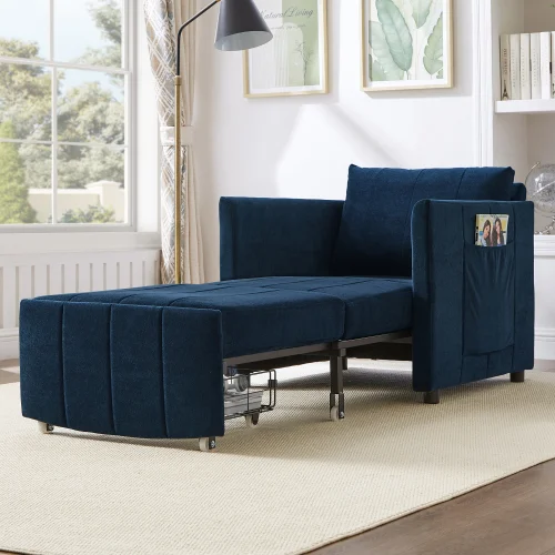 /With 5-Position Adjustable Backrest, Fold Out Chair Bed /Upholstered Convertible Sleeper Sofa, 31.5